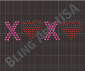 XOXO Rhinestone Files Template Pattern Hearts Bling Hugs And Kisses SVG PLT EPS PDF Love Stone Valentines Day Stencil Romantic System Valentine Easy Color